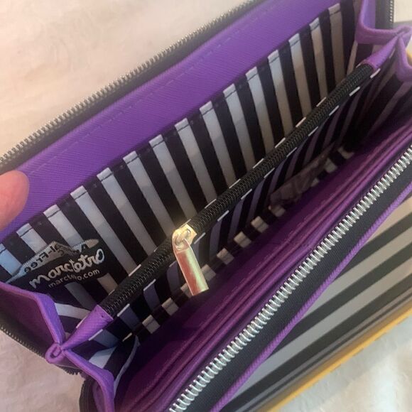 Marc Tetro Wallet Zip Around Vegan Purple Bichon Frisse Dog - Picture 3 of 10